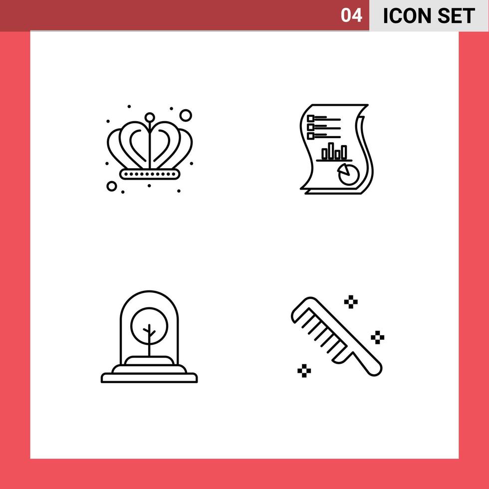 4 iconos creativos signos y símbolos modernos de informe de corona datos de auditoría planta elementos de diseño vectorial editables vector