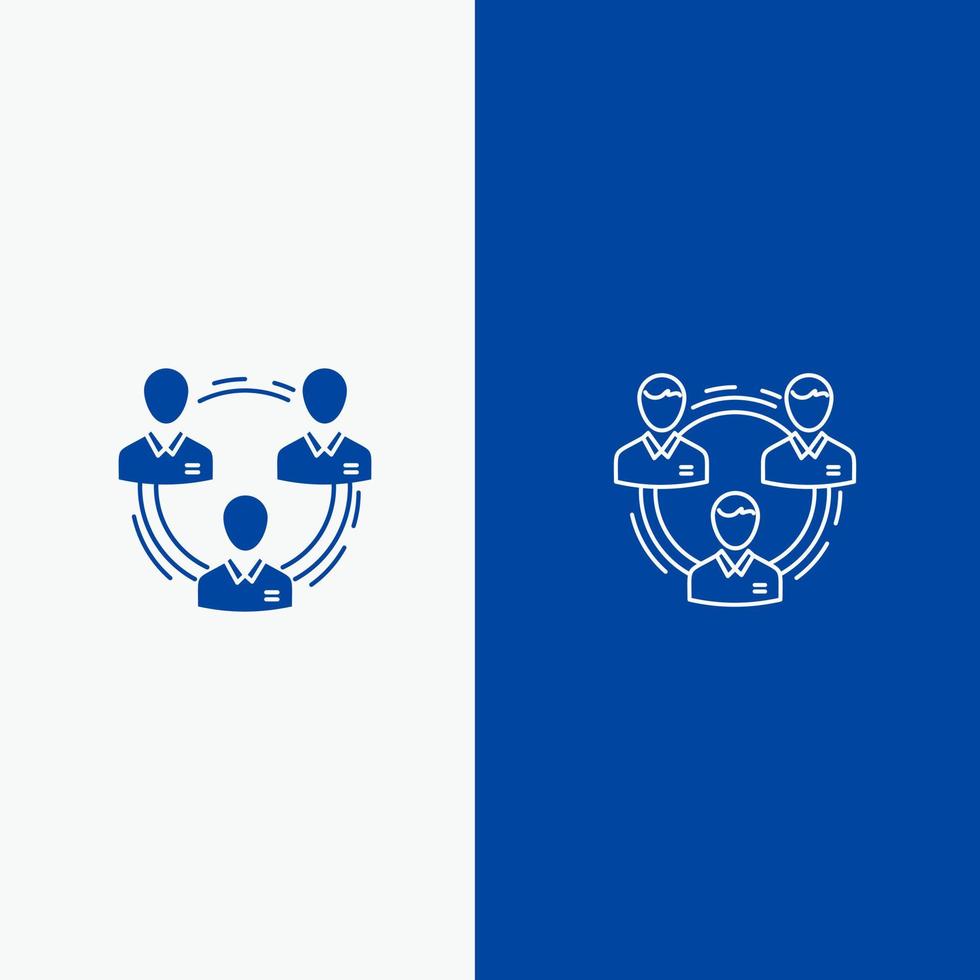 Team Business Communication Hierarchy People Social Structure Line and Glyph Solid icon Blue banner Line and Glyph Solid icon Blue banner vector