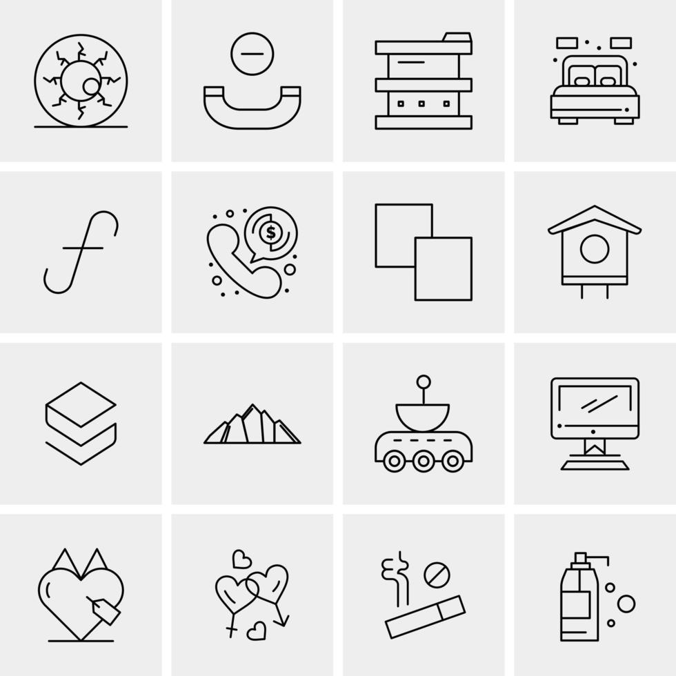 16 iconos de negocios universales vector ilustración de icono creativo para usar en proyectos relacionados con la web y dispositivos móviles