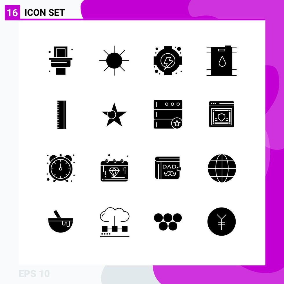 Pack of 16 creative Solid Glyphs of star bangladesh generation school education Editable Vector Design Elements