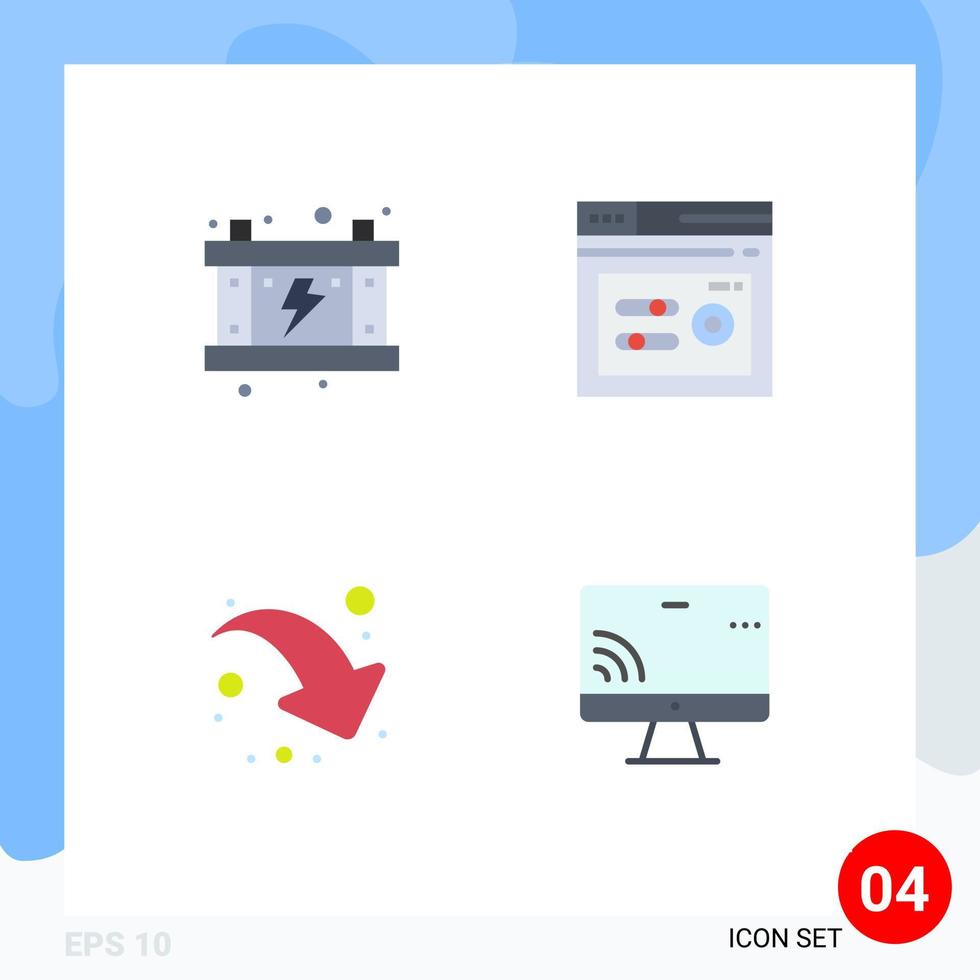 4 Universal Flat Icons Set for Web and Mobile Applications electricity share battery seo screen Editable Vector Design Elements