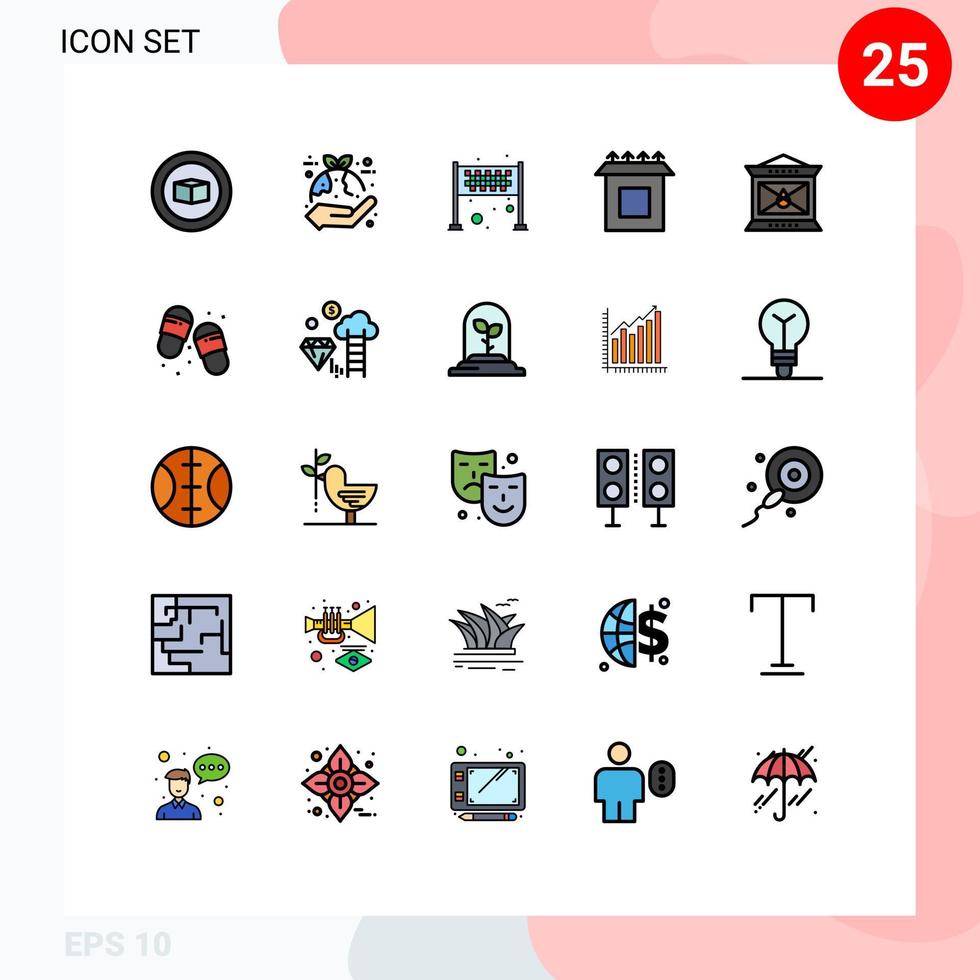 25 iconos creativos signos y símbolos modernos del cuadro de configuración de logro de fuego de linterna elementos de diseño vectorial editables vector