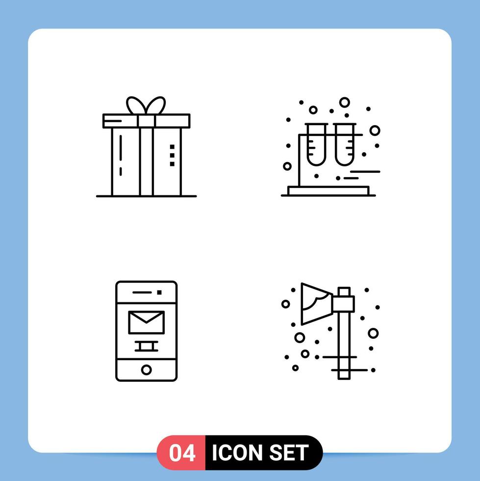 4 iconos creativos, signos y símbolos modernos de la cena, chatarra, presente, prueba, reciclar, elementos de diseño vectorial editables vector