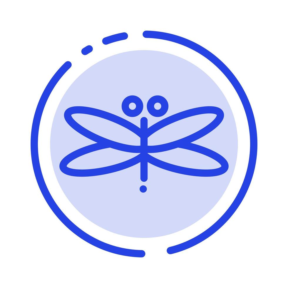 Dragon Dragonfly Dragons Fly Spring Blue Dotted Line Line Icon vector