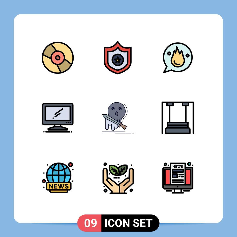 Universal Icon Symbols Group of 9 Modern Filledline Flat Colors of death imac career device computer Editable Vector Design Elements