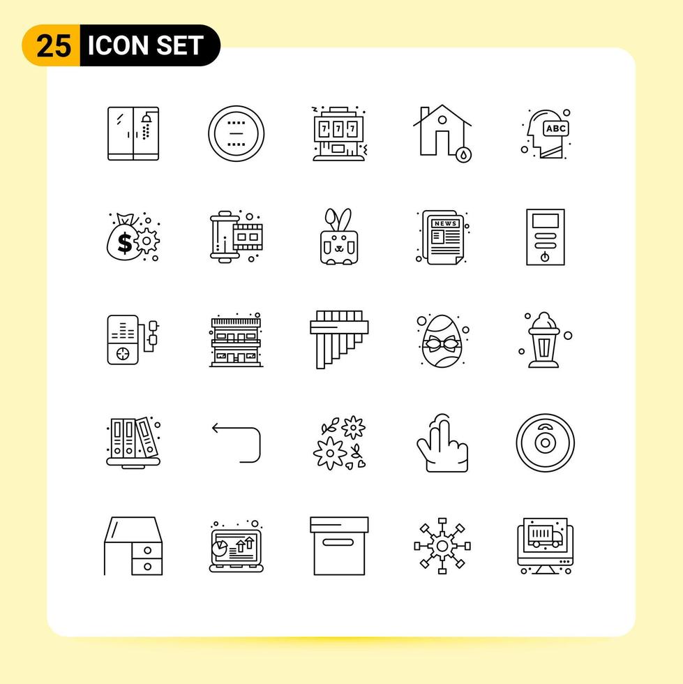 Modern Set of 25 Lines Pictograph of house fire game estate console Editable Vector Design Elements