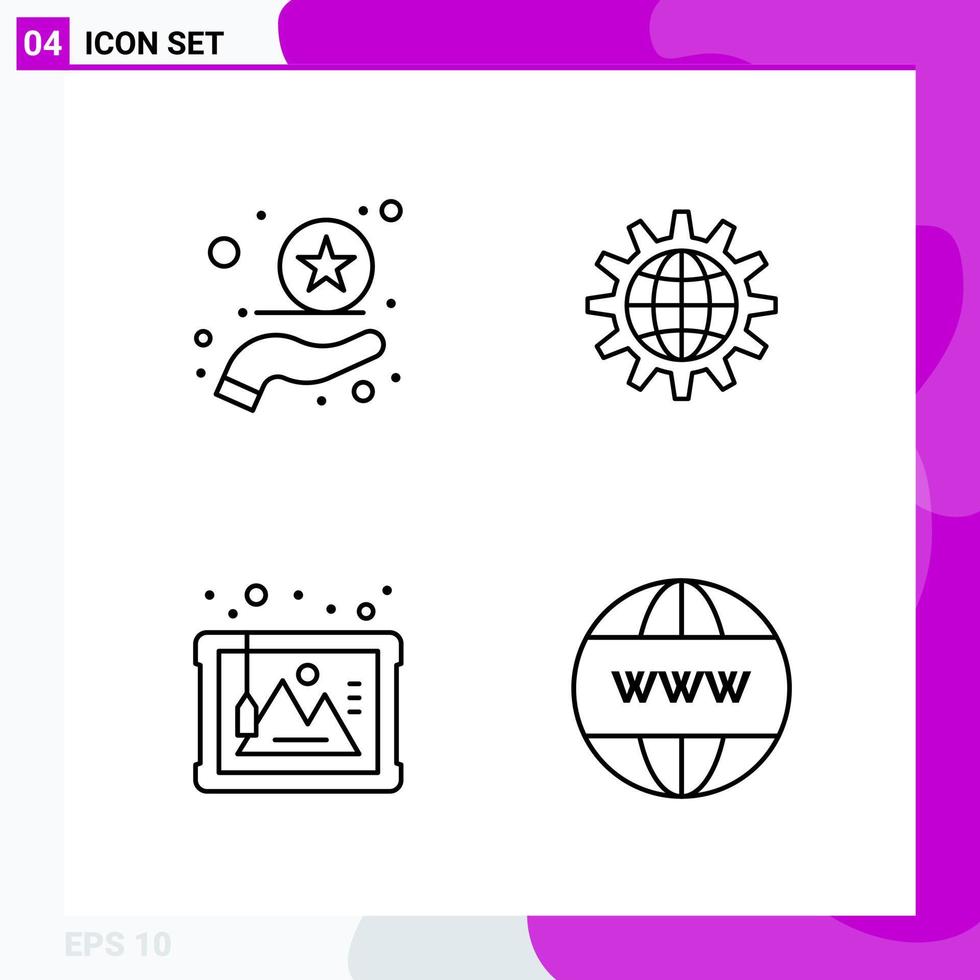 Line Icon set Pack of 4 Outline Icons isolated on White Background for Web Print and Mobile Creative Black Icon vector background