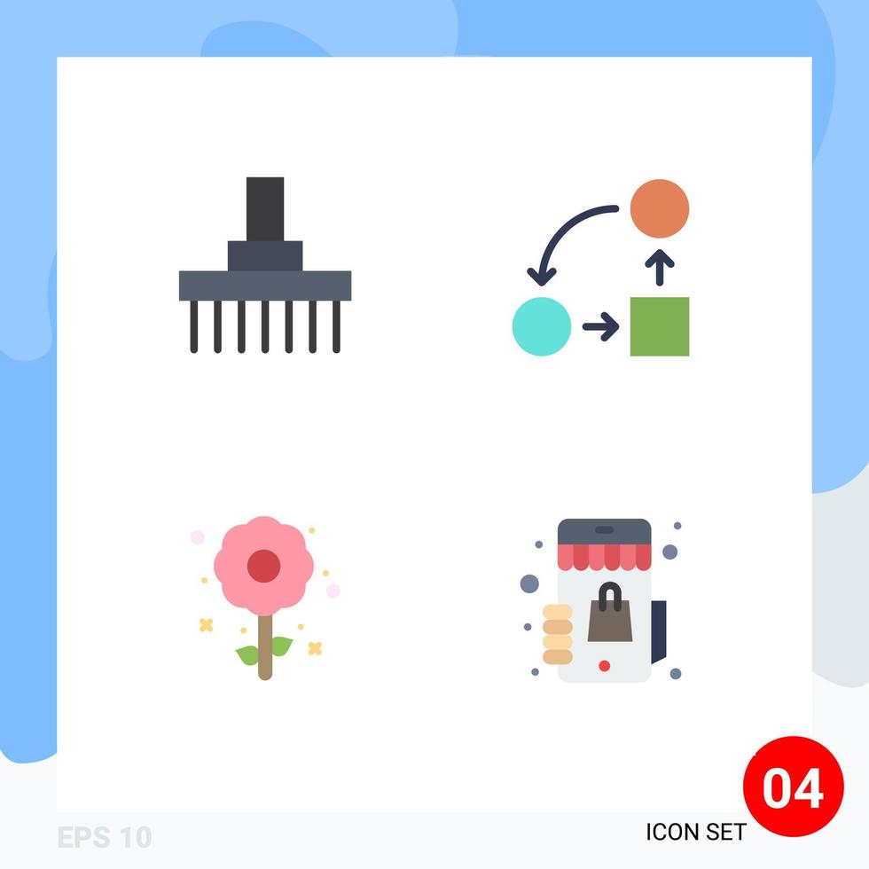 Pack of 4 creative Flat Icons of combine tactic rural office plent Editable Vector Design Elements