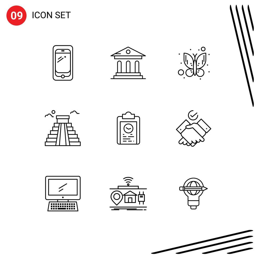 9 Universal Outline Signs Symbols of coach usa court american building Editable Vector Design Elements