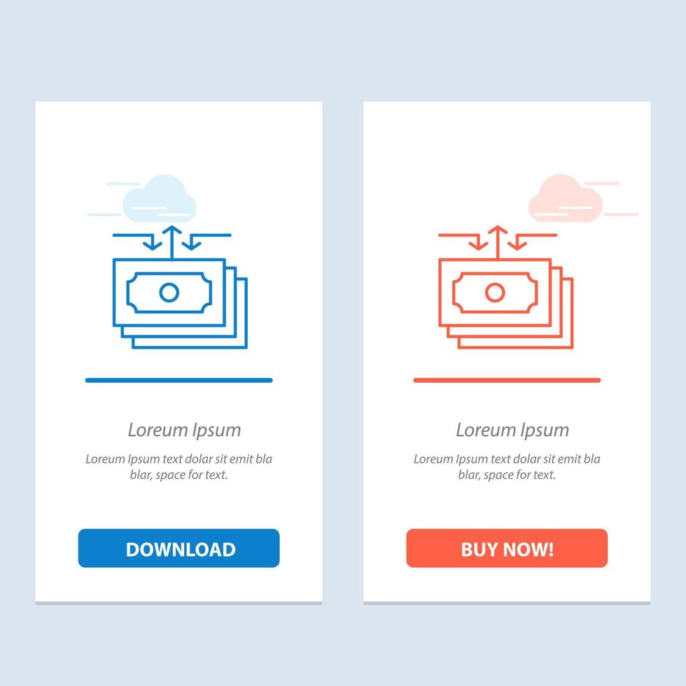 Dollar Flow Money Cash Report  Blue and Red Download and Buy Now web Widget Card Template vector