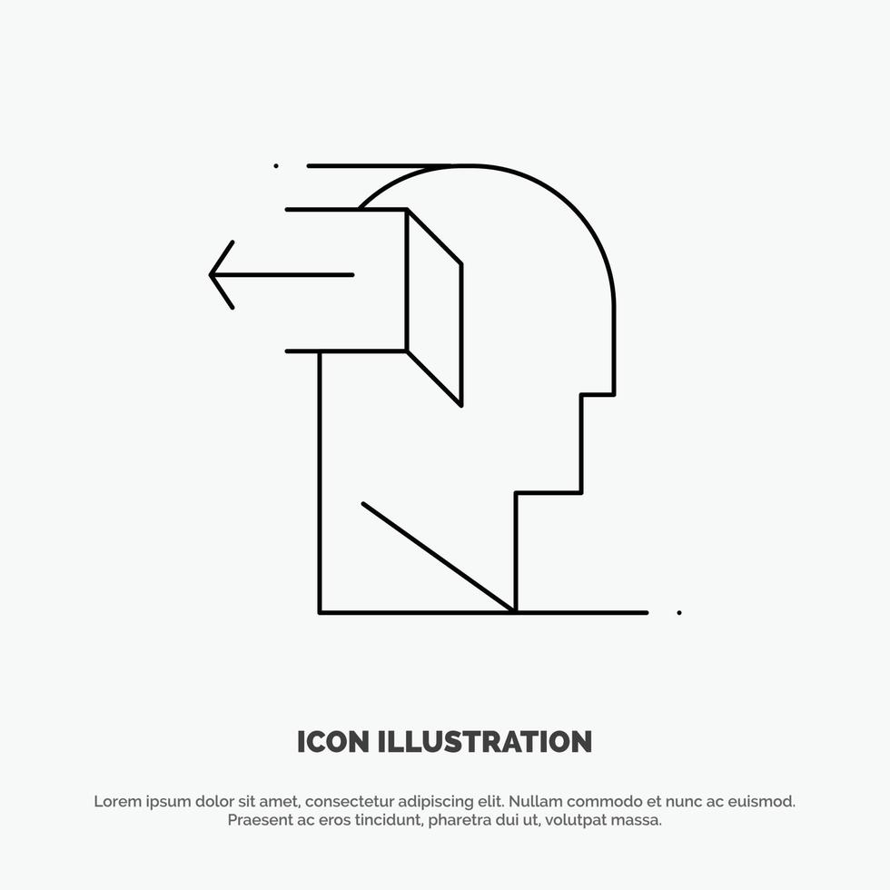 Door Mind Negative Out Release Line Icon Vector