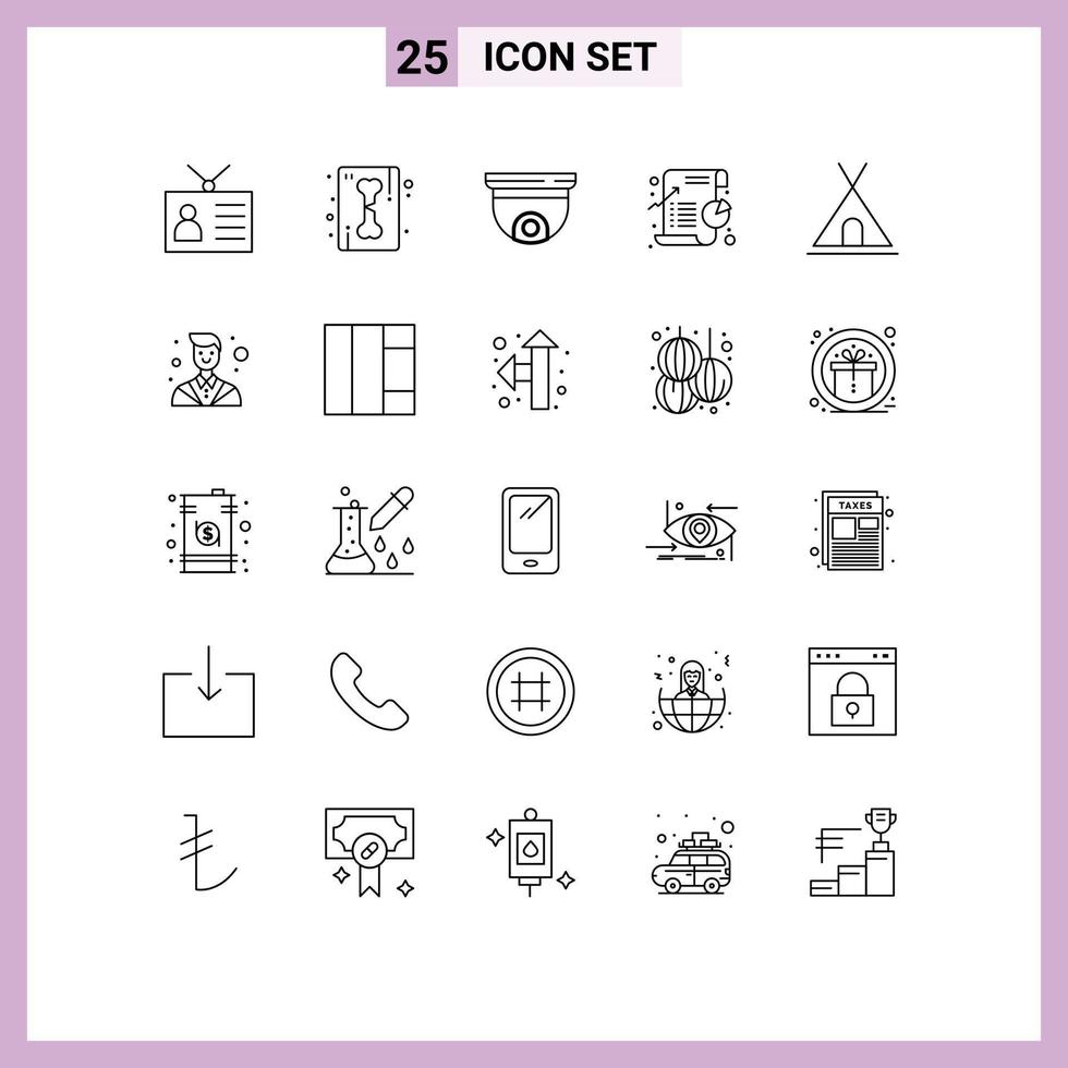 Set of 25 Modern UI Icons Symbols Signs for pie chart skeletonxC ray business security Editable Vector Design Elements