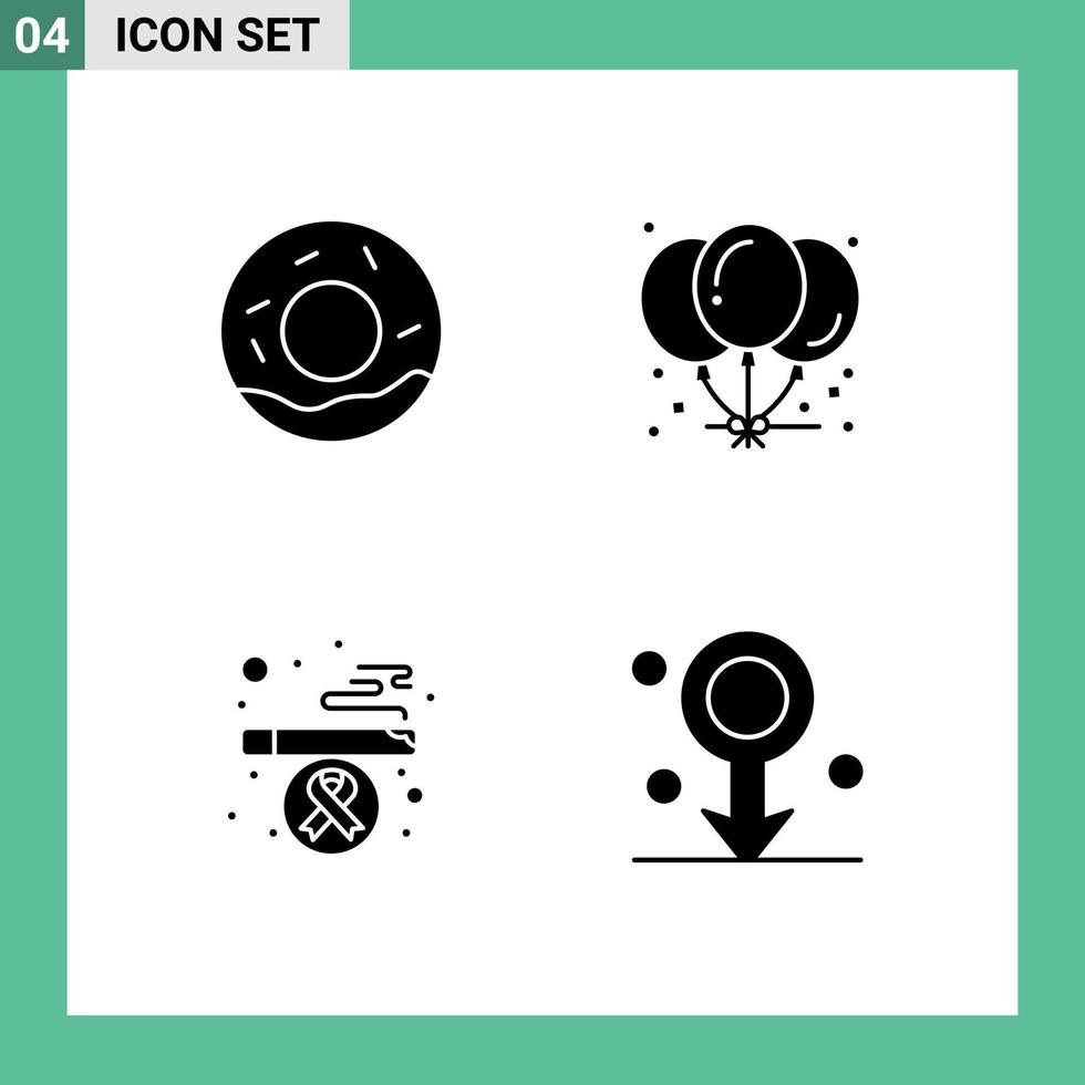 conjunto moderno de glifos y símbolos sólidos, como globos para fumar pan, fiesta, elementos de diseño de vectores editables masculinos