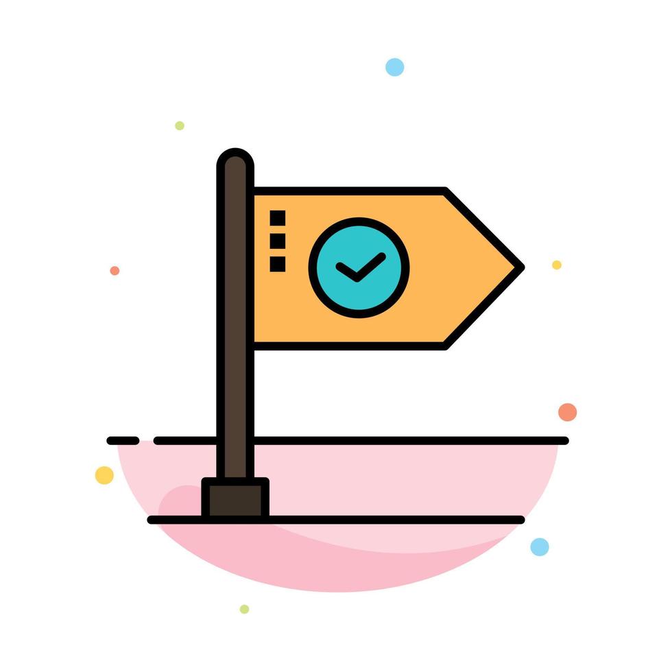 Success Achieve Business Flag Goal Mark Sign Abstract Flat Color Icon Template vector
