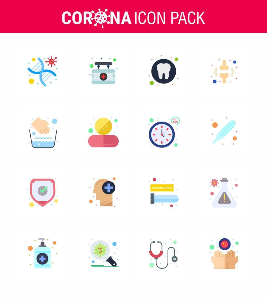 16 Flat Color Coronavirus disease and prevention vector icon patient fraction sign brake tooth viral coronavirus 2019nov disease Vector Design Elements