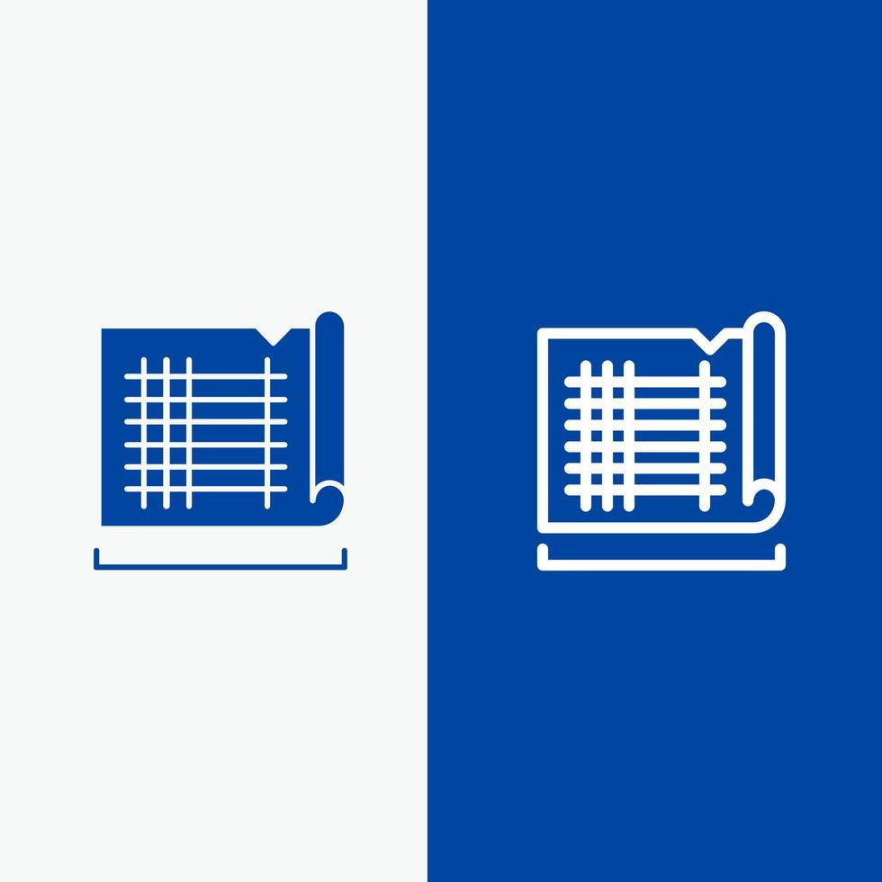 Construction Drafting House Map Line and Glyph Solid icon Blue banner Line and Glyph Solid icon Blue banner vector