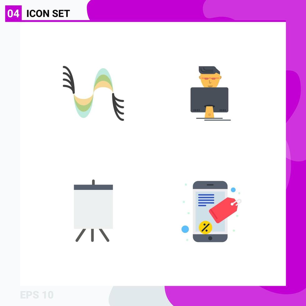 User Interface Pack of 4 Basic Flat Icons of frequency art pressure user stand Editable Vector Design Elements