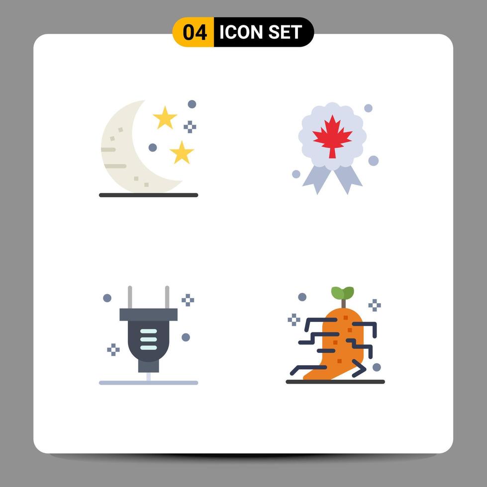 Flat Icon Pack of 4 Universal Symbols of bar power party badge electricity Editable Vector Design Elements