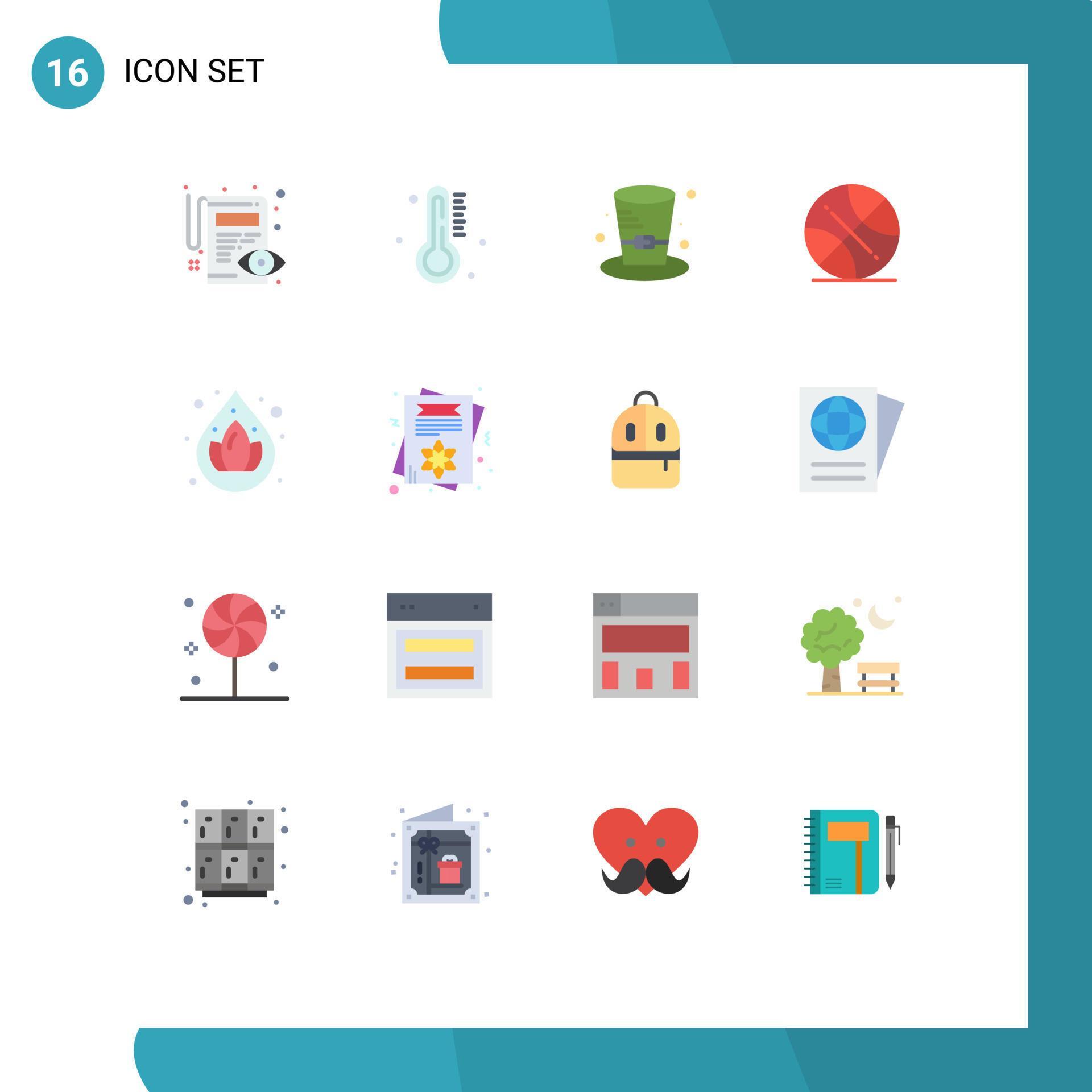 Group of 16 Flat Colors Signs and Symbols for lotus usa cap sports ...