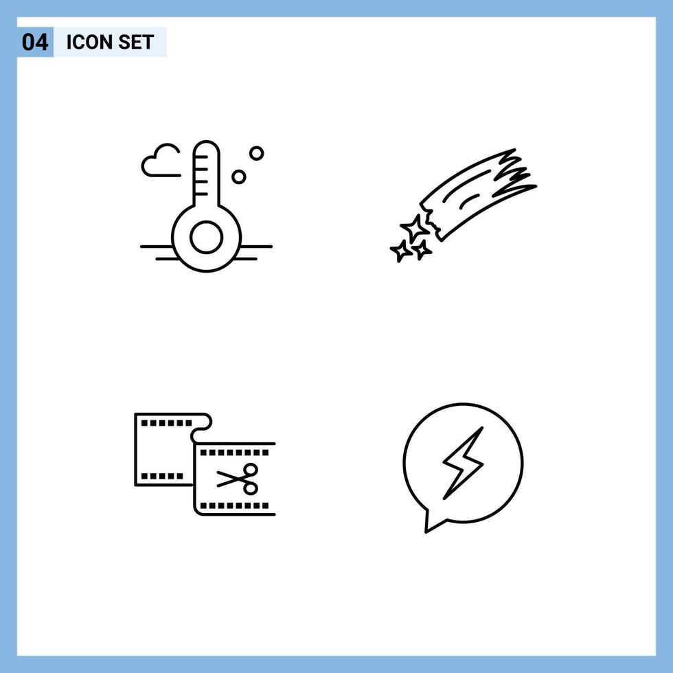 Set of 4 Modern UI Icons Symbols Signs for temperature clip spring meteor edit Editable Vector Design Elements