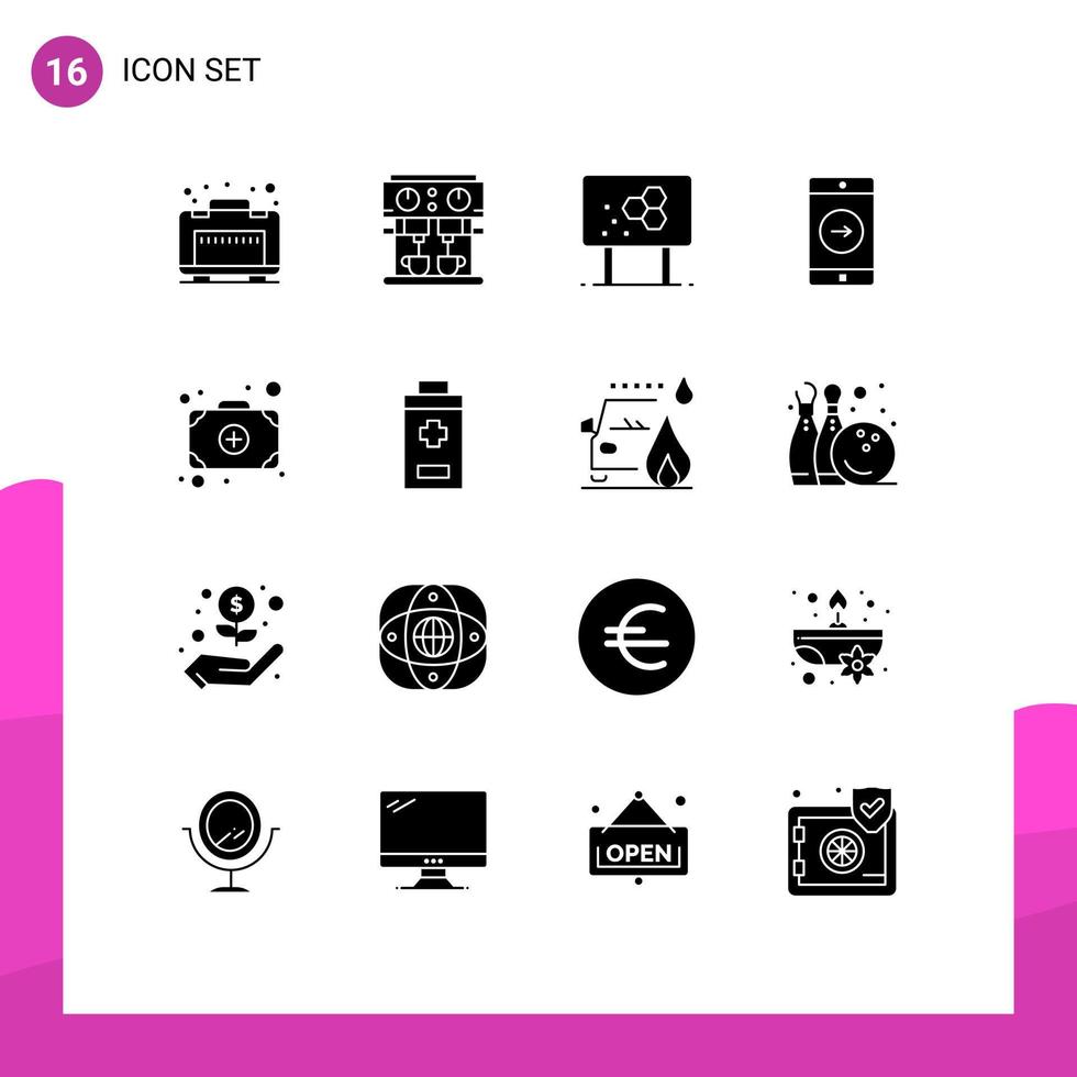 Set of 16 Modern UI Icons Symbols Signs for add mobile application biology mobile application Editable Vector Design Elements