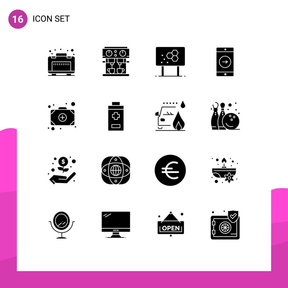 conjunto de 16 iconos modernos de la interfaz de usuario signos de símbolos para agregar elementos de diseño de vectores editables de aplicaciones móviles de biología