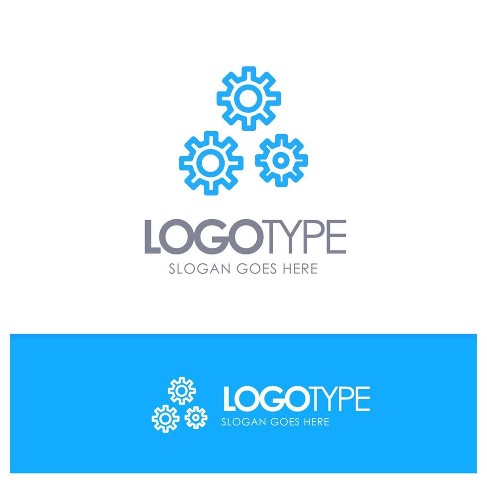 configuración engranajes preferencias servicio contorno azul logotipo lugar para eslogan vector