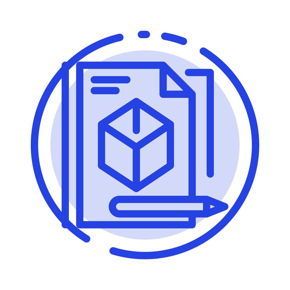 File Box Pencil Technology Blue Dotted Line Line Icon vector