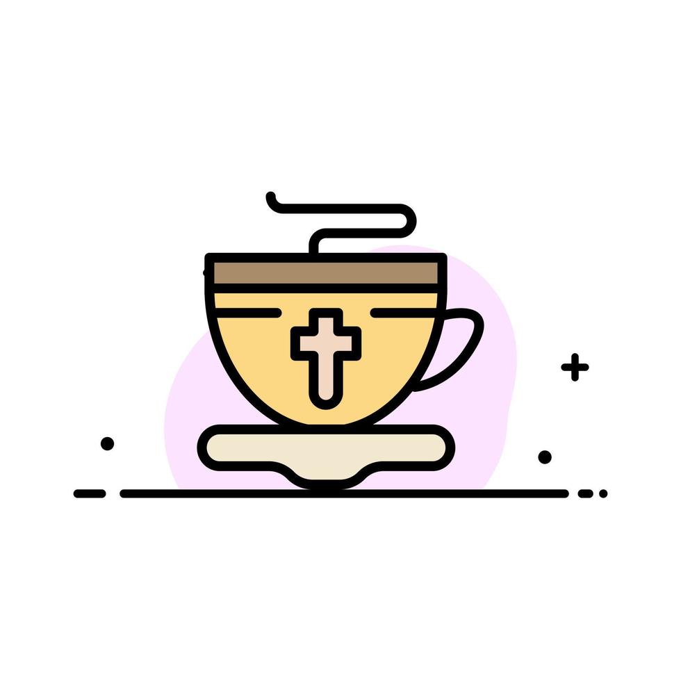 taza de té pascua caliente negocio línea plana icono lleno vector banner plantilla