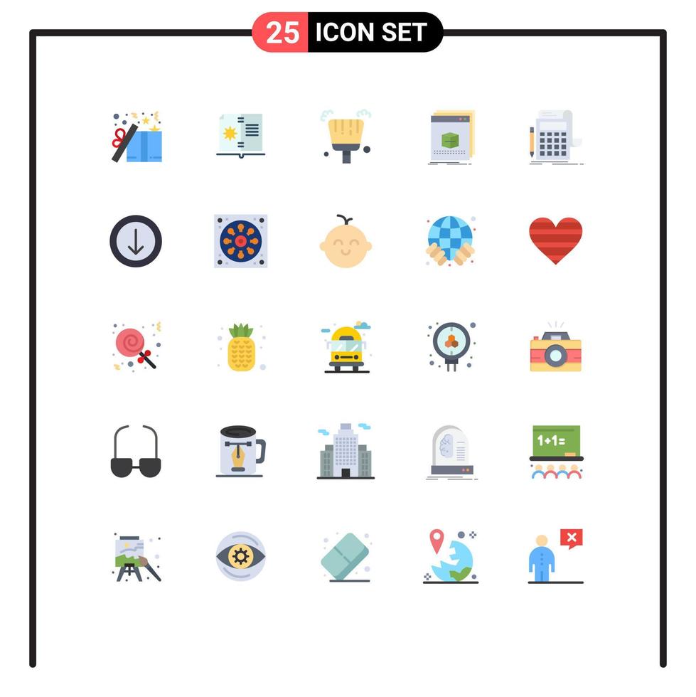 Group of 25 Flat Colors Signs and Symbols for accounting file instruction application software Editable Vector Design Elements