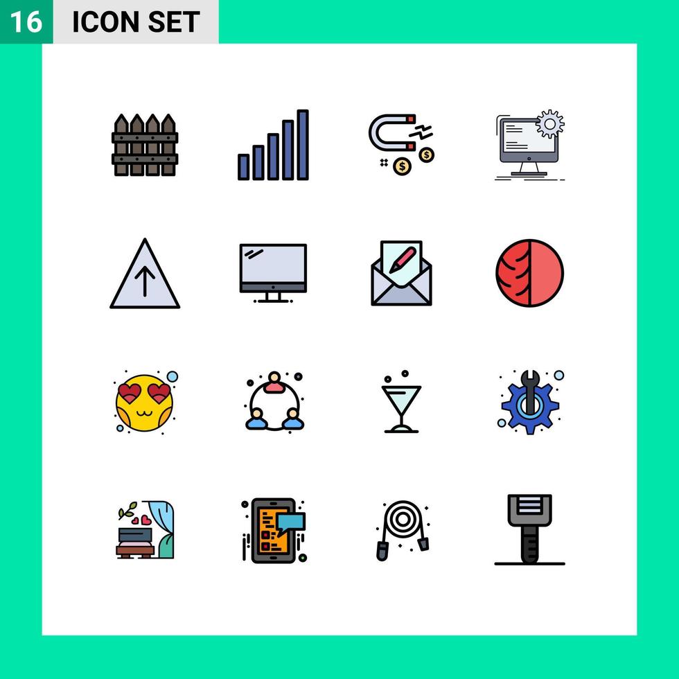 Flat Color Filled Line Pack of 16 Universal Symbols of growth static business site layout Editable Creative Vector Design Elements