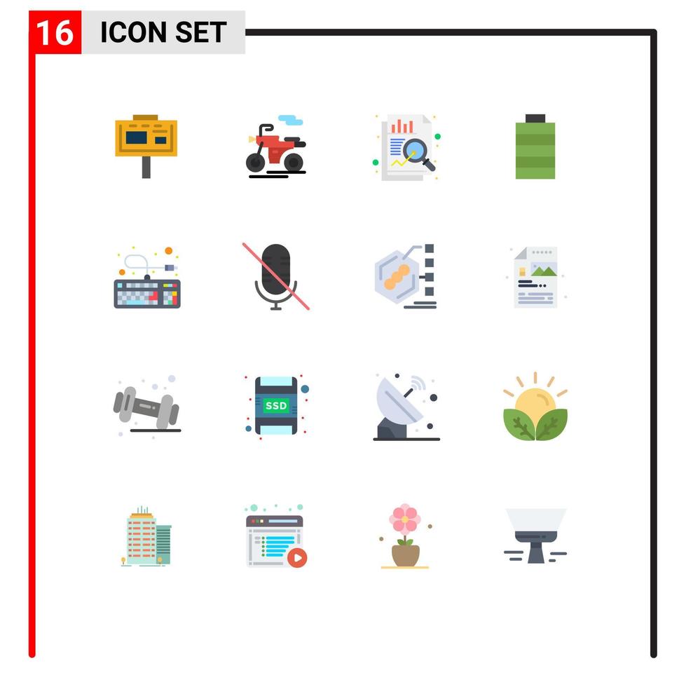Group of 16 Flat Colors Signs and Symbols for connection keyboard analysis computer electric Editable Pack of Creative Vector Design Elements