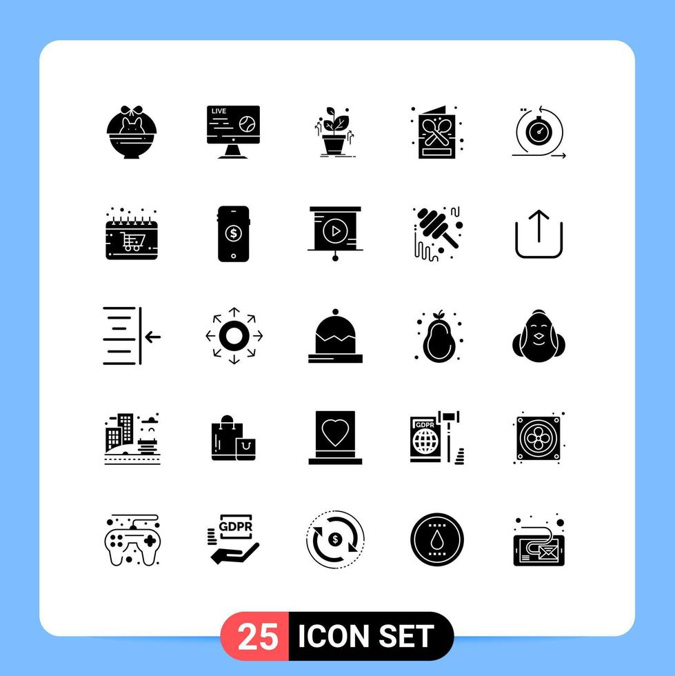 User Interface Pack of 25 Basic Solid Glyphs of shop drink stream coffee shop success Editable Vector Design Elements