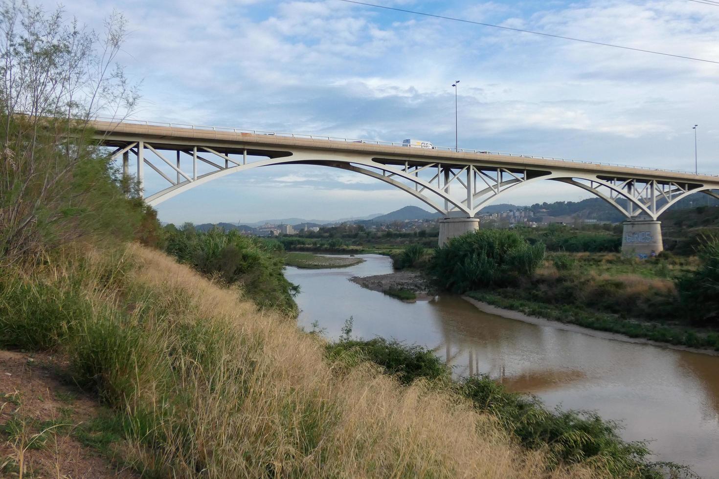 Bridge over the Llobregat river, engineering work for the passage of cars, trucks and buses. photo