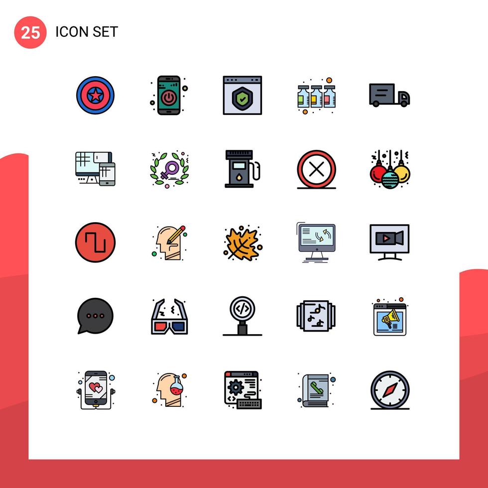 25 Creative Icons Modern Signs and Symbols of truck medicine browser drugs protection Editable Vector Design Elements