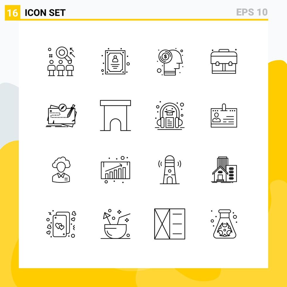 16 Creative Icons Modern Signs and Symbols of map school worker education investment Editable Vector Design Elements