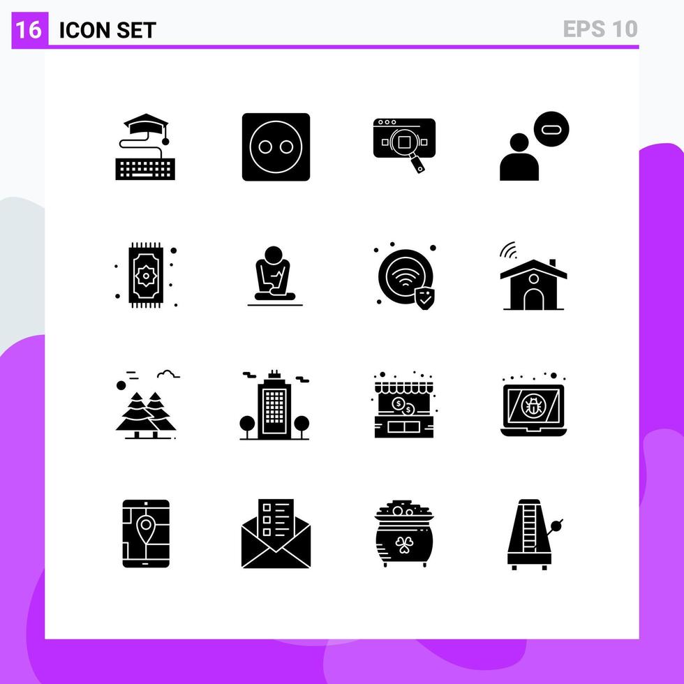 16 Creative Icons Modern Signs and Symbols of user male research web information Editable Vector Design Elements