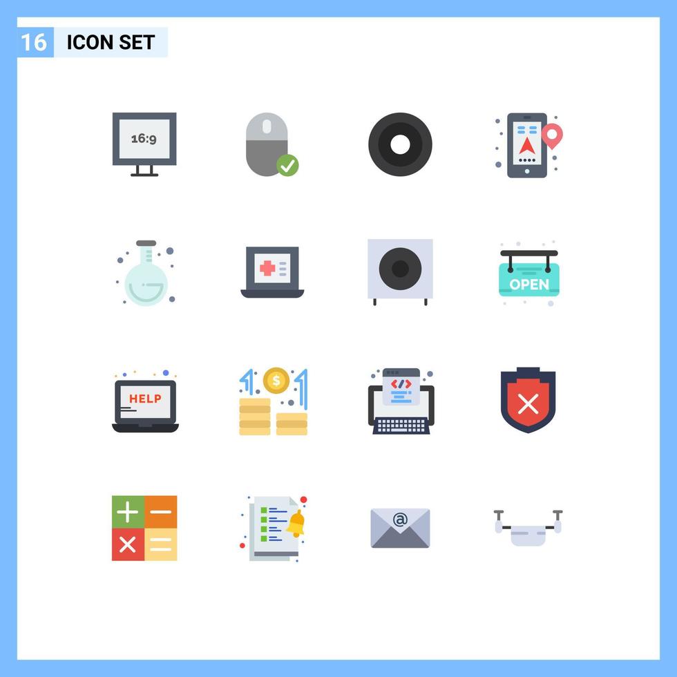 paquete de iconos de vector de stock de 16 signos y símbolos de línea para navegación de laboratorio paquete editable gps móvil básico de elementos de diseño de vector creativo