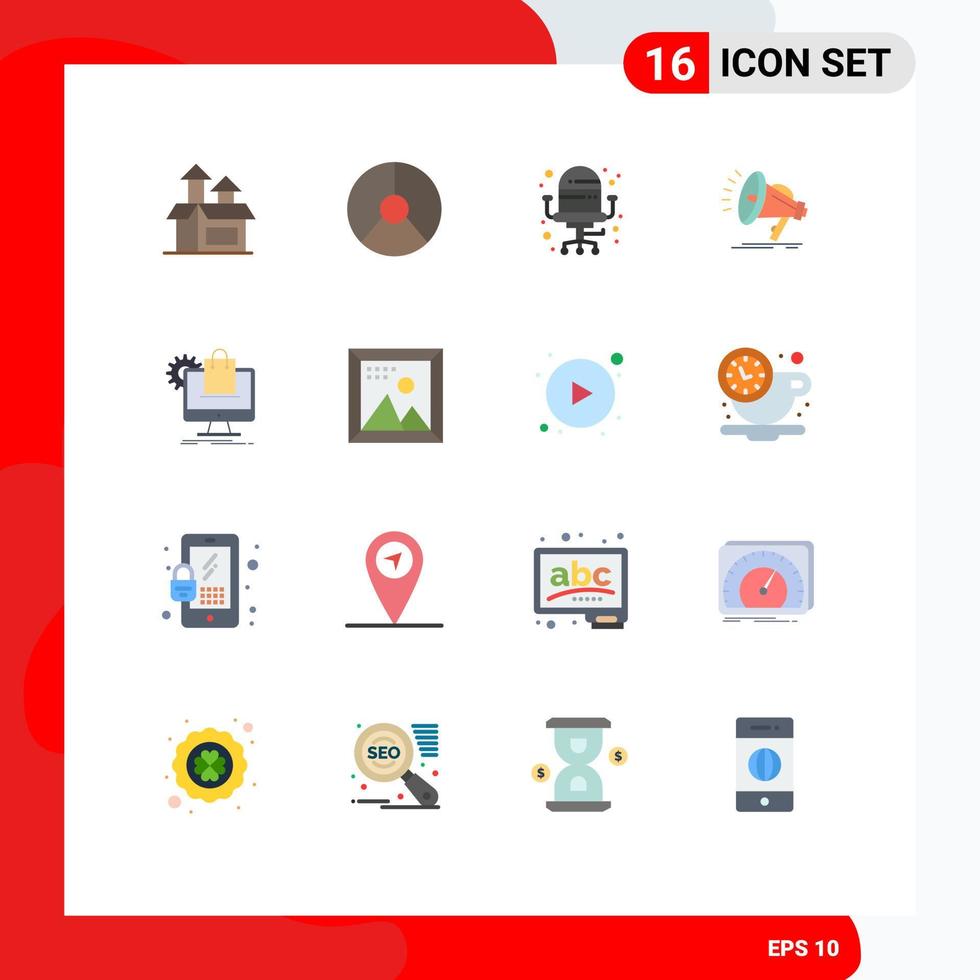 Set of 16 Modern UI Icons Symbols Signs for online voice pie audio speaker Editable Pack of Creative Vector Design Elements