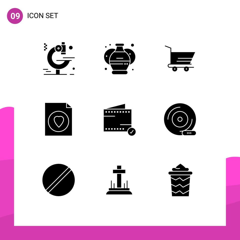 Set of 9 Modern UI Icons Symbols Signs for cd e order commerce file Editable Vector Design Elements