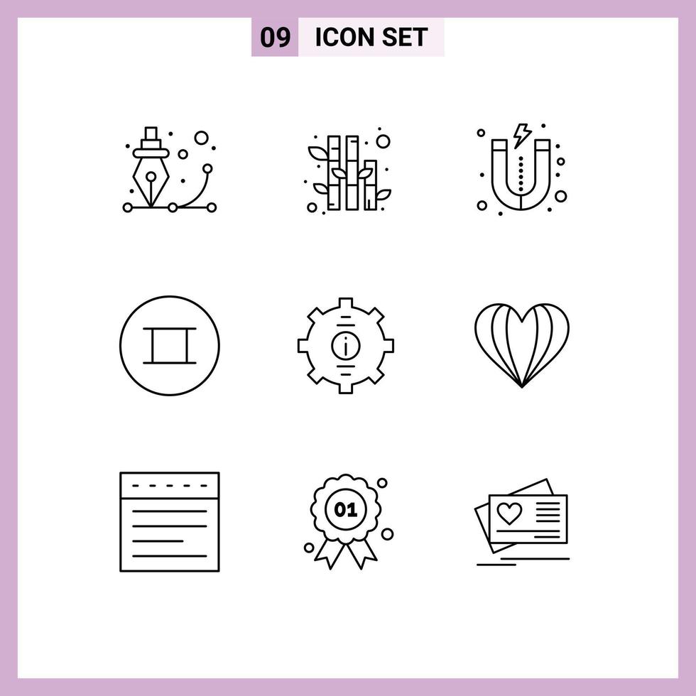 Group of 9 Modern Outlines Set for service customer lead contact beliefs Editable Vector Design Elements