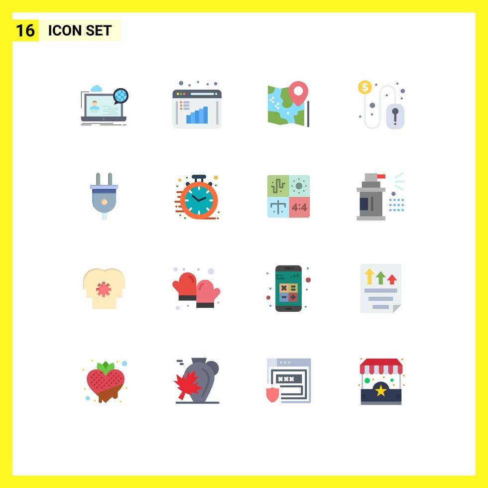 16 Universal Flat Colors Set for Web and Mobile Applications mouse dollar data evaluation click google Editable Pack of Creative Vector Design Elements