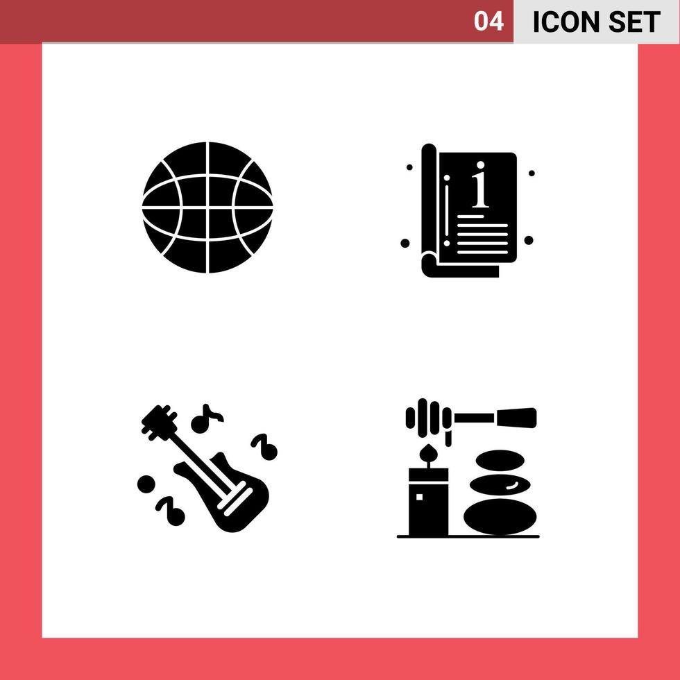 Set of Commercial Solid Glyphs pack for globe music catalog template relax Editable Vector Design Elements