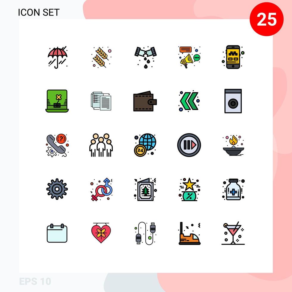 25 User Interface Filled line Flat Color Pack of modern Signs and Symbols of mobile connection mechanical campaign affiliate Editable Vector Design Elements