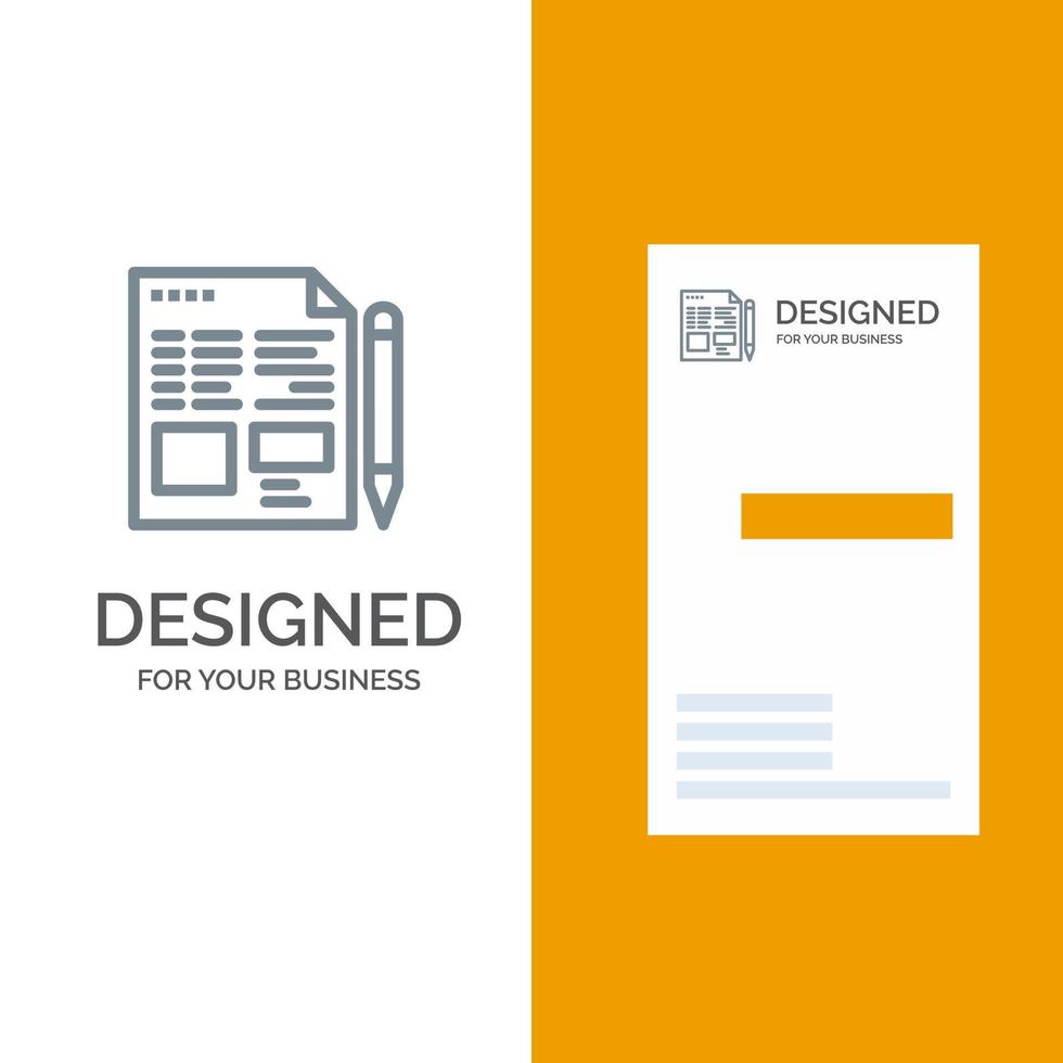 File Text Pencil Education Grey Logo Design and Business Card Template vector