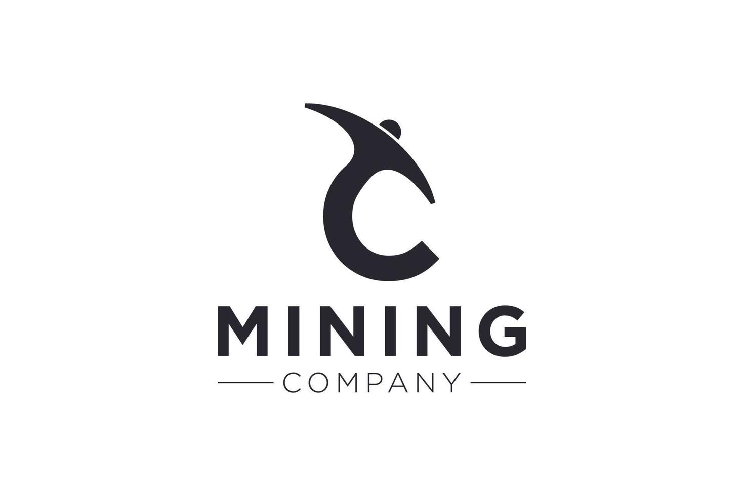 Letter C Mining logo icon design template vector illustration