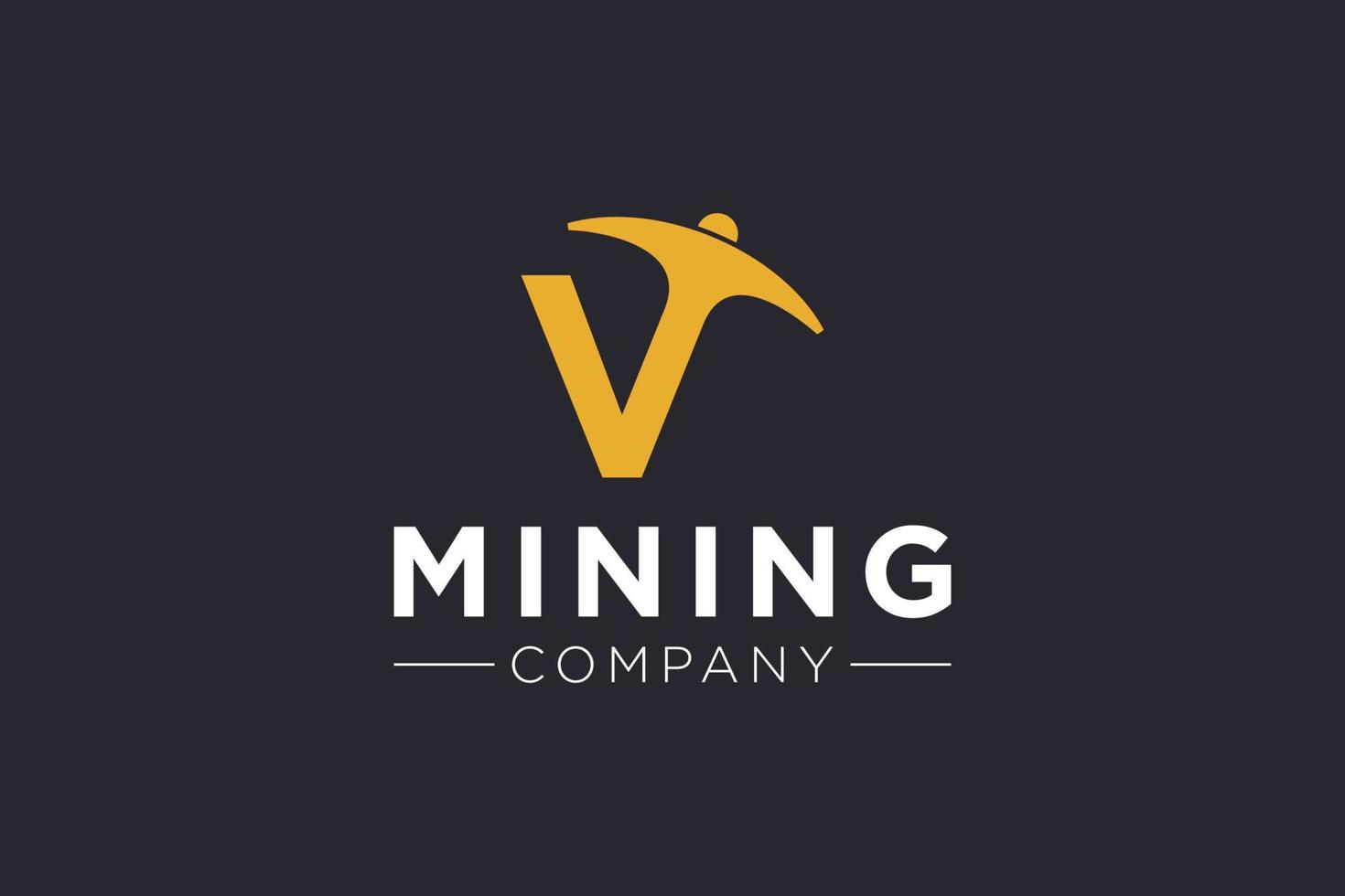 Letter V Mining logo icon design template vector illustration
