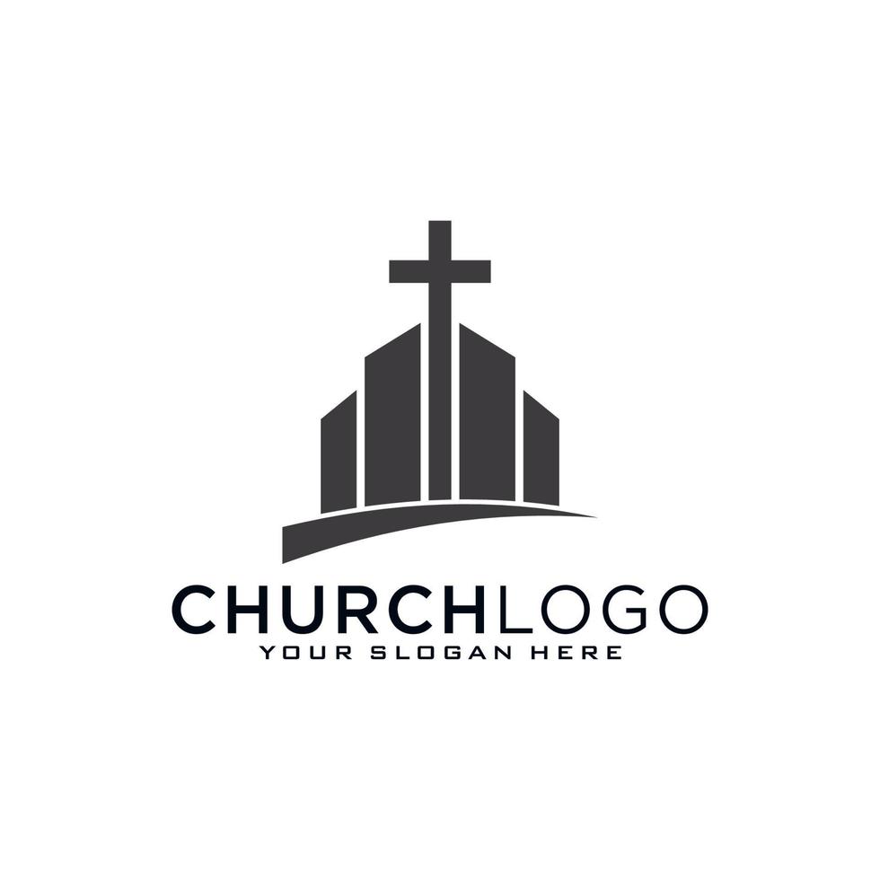 Church logo. Christian symbols. The Cross of Jesus, the fire of the Holy Spirit and the dove. vector