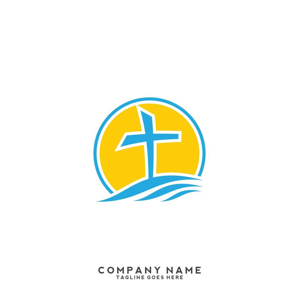 Church logo. Christian symbols. The Cross of Jesus, the fire of the Holy Spirit and the dove. vector