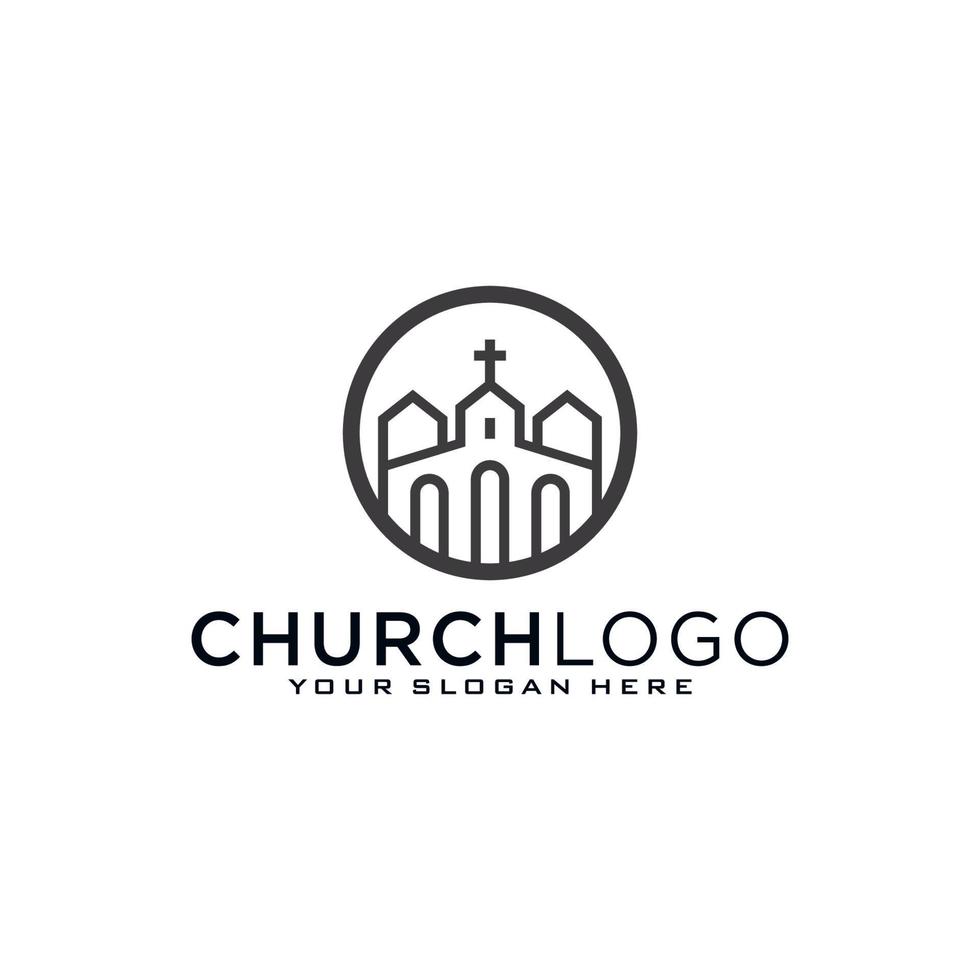 Church logo. Christian symbols. The Cross of Jesus, the fire of the Holy Spirit and the dove. vector